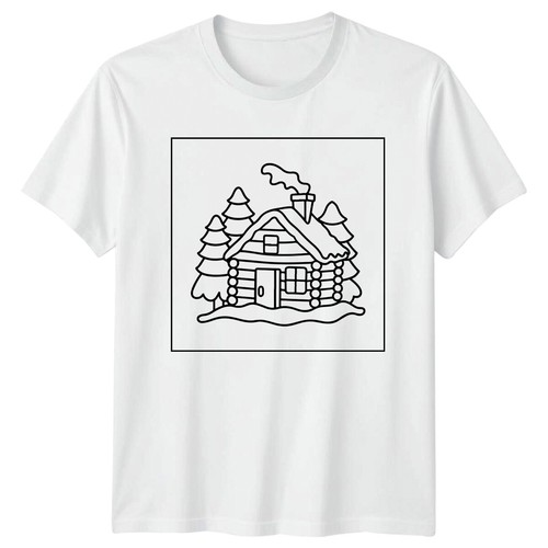 Log cabin winter scene - winter, mens