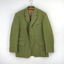 Half Norfolk Tweed Jacket Mens 40R Green Check Wool Shooting Hacking Hunting