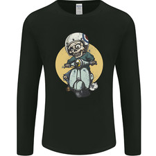 Mod Scooter Moped Skull Mens Long Sleeve T-Shirt