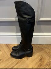Duo Narrow Calf Over Knee High Long Riding Style Leather Black Boots 5 38