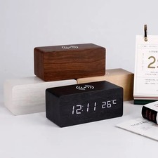 Wooden digital alarm clock - wooden,