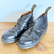 Dr Martens Church Monkey Boots Black Leather Lace Up Vintage Used UK 6 - Read