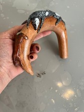 Hand made beech wood Walking stick handles Dog& Rabbit one piece only& eyes