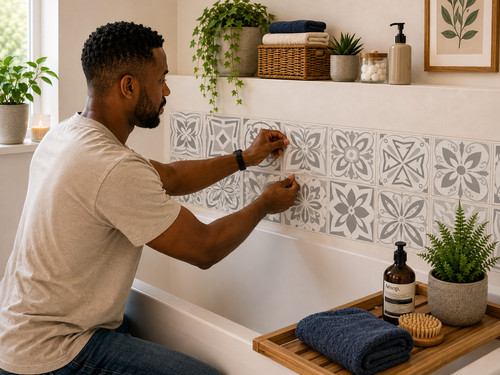 Tile stickers mosaic grey - stickers,