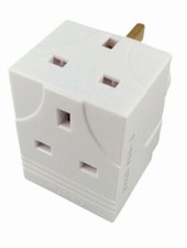 NEW 3 Way 3 Pin Plug Adaptor Multi Plug Fused Adapter CE Approved Socket 13a Uk
