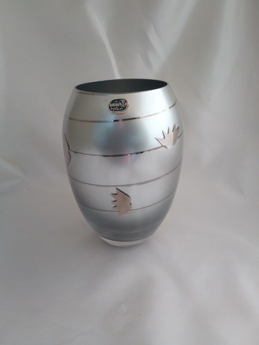 Vintage silver glass vase - glass,