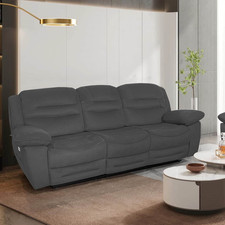 2x 3 Seater Sofas USB Charging & Twin Electric Recliners in Grey NAPOLI
