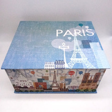 STORAGE BOX For Crafts Paper etc Cardboard Paris Design 12 x 5.5 x 10"