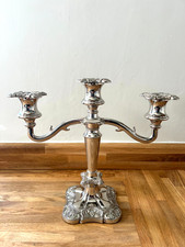 Vintage Ornate Silver Plated Candelabra Candle Holder Rococo Style 25 cm England
