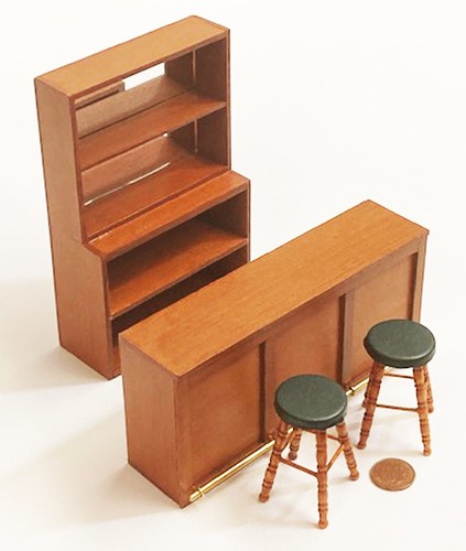 Dolls house wood bar and - wood,