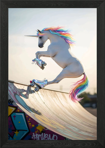 Unicorn roller skating - unicorn, ramp