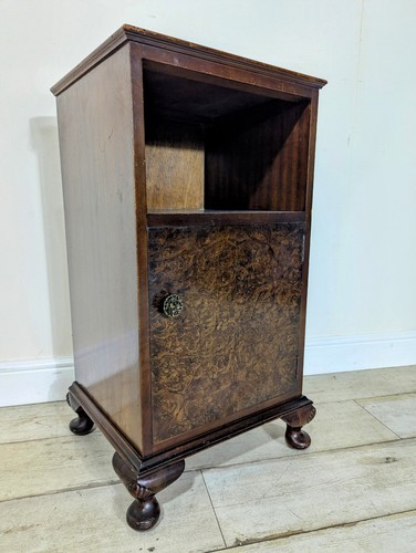 Antique walnut burr bedside - antique,