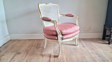 Beautiful FRENCH LOUIS XV  Cream and Gilt Upholstered Armchair /Bedroom Chair