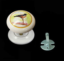 White Porcelain Single Door Knob (Push & Pull) Bird Design 60mm