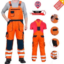 Bib & Brace Overalls Heavy Duty Mens Work Dungarees Multi Pocket Cargo Trousers