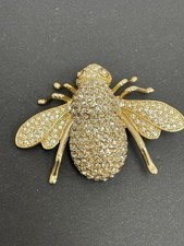 Vintage Bumble Bee Crystal Gold Tone Brooch