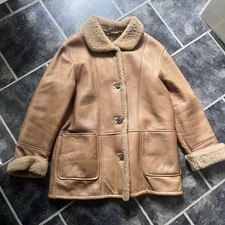 Vintage Sheepskin Leather Tan Coat Size 12