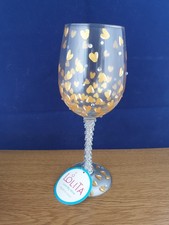 Lolita “Heart of Gold” Hand-Painted & Bejeweled Wine Glas New