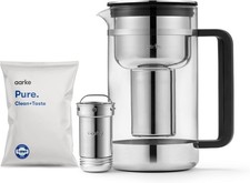 Aarke Purifier Large – Glass & Stainless Steel Water Filter Jug, 2.8 L / 12 Cups