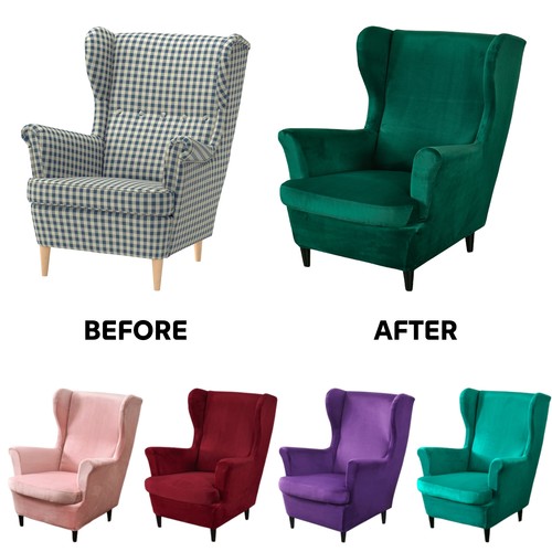 Plush velvet wingback chair - plush,
