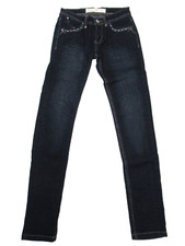 Womens Jeans UK 8 Blue Denim Straight Leg Jewels Distressed Cotton EU 36