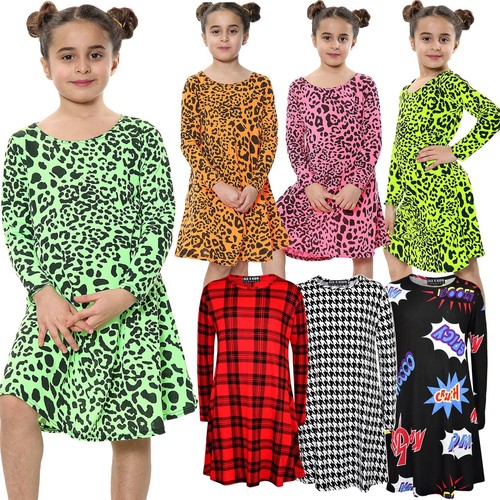 Girls swing dress - girls, leopard