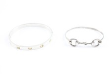 Sterling Silver Modernist Bangles Screw Horse Bit Modernist x 2 (44g)