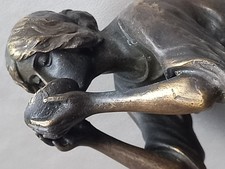 Young Woman Drinking from a Bowl - Miguel Lopez Known as Milo Bronze Figurine