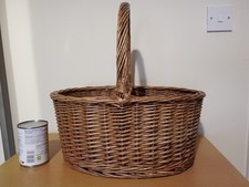 Vintage Wicker Basket w/ Handle Oval Shape traditional/foraging/eggs/hamper