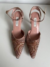Dune Pink Shoes Sandal High Heels Size 37 UK 4 Embroidered Wedding Nice Cond