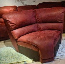 Single Red Velvet Corner Piece Sofa