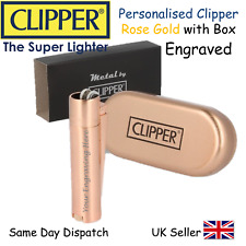 PERSONALISED ENGRAVED METAL CLIPPER LIGHTER - BLACK BLUE GOLD Christmas Gift