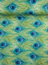 Peacock Feathers 100% Cotton 103" *EXTRA WIDE* Fabric