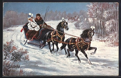 Artist horse drawn - horse-drawn, sleigh