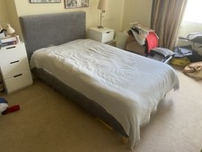 Grey Upholstered Small Double Bed Frame