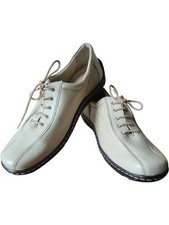 Women's MANFIELD Cream Leather Lace Up Rubber Sole Comfort Shoes Size UK 3 PPWH