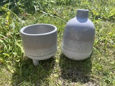 Sass & Belle Vase And Bowl On Legs Mojave Glaze Collection