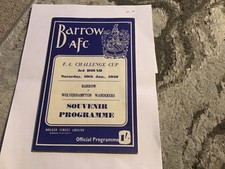 Barrow v Wolverhampton Wanderers FA Cup Football Programme 10/1/1959.