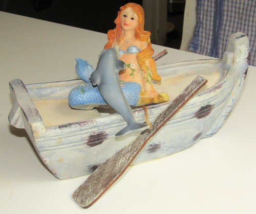 Ceramic boat with mermaid - ceramic,
