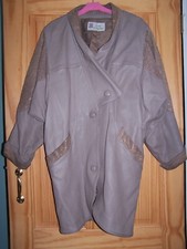 Ladies Taupe Leather coat with embellishments Size small (Worn by size 12)