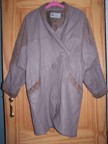 Ladies taupe leather - taupe, coat