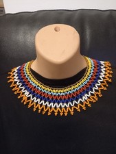 Zulu Glass Beaded Collar Necklace Multicoloured Handmade in KZN South Africa