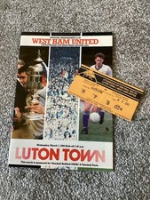 LUTON TOWN V WEST HAM UNITED Prog & Ticket LITTLEWOODS Cup Semi Final 2nd Leg 89