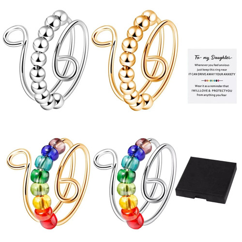 Adjustable beaded ring gold - beaded,