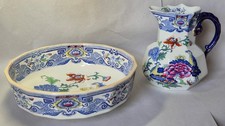 Antique Mason's  Ironstone Hydra Jug  & Wash Basin Bowl  Pheasants  Birds