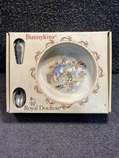 Rare Bath Time - Bunnykins Royal Doulton Nursery Set Baby Bowl & Spoon Set
