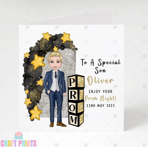Boys prom card - boys, personalised