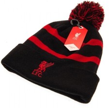 Liverpool Football Club Official Bobble Knitted Striped Hat Red Black Breakaway