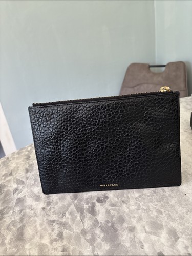 Whistles black leather clutch - black,