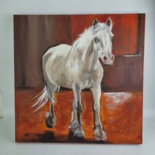 original oil painting canvas horse-into the light-by Isobel dearman 19.5x19.5" 